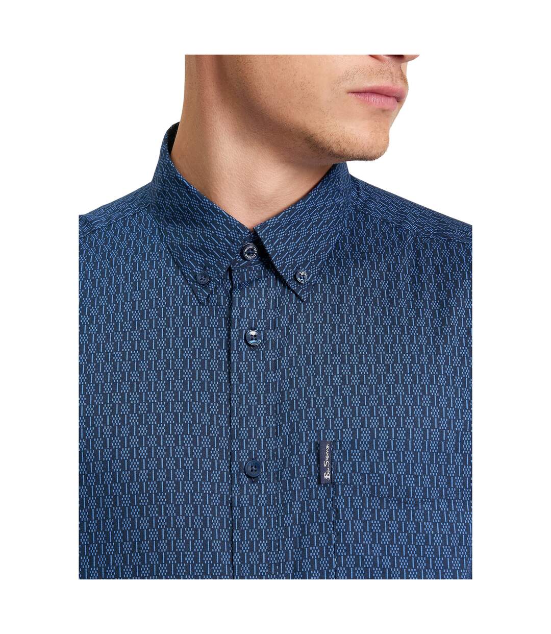 Chemise Motif/style Géométrie Monochrome Homme Denim Crépuscule Ben Sherman-4