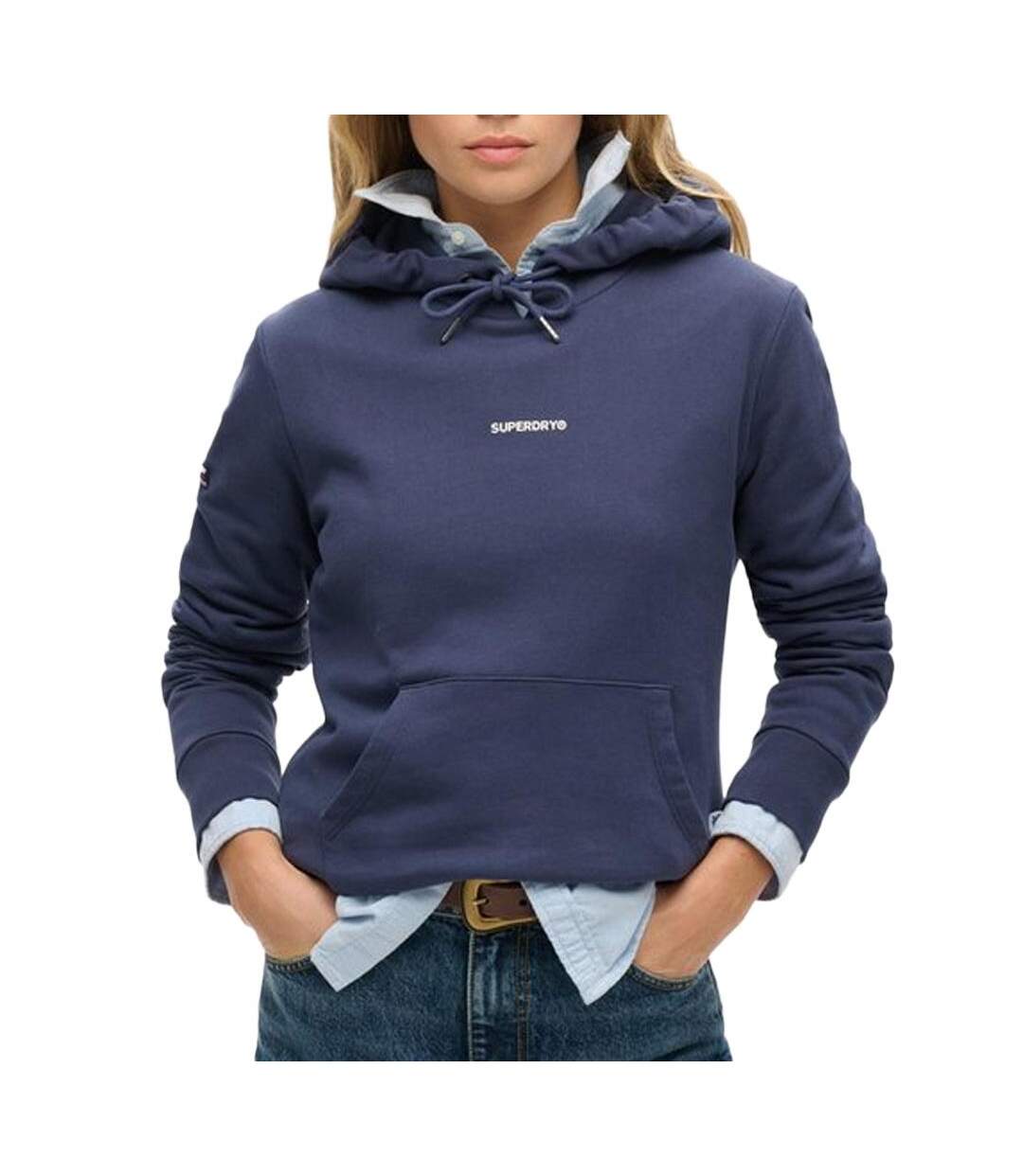 Sweat marine femme superdry plain hood - l-1