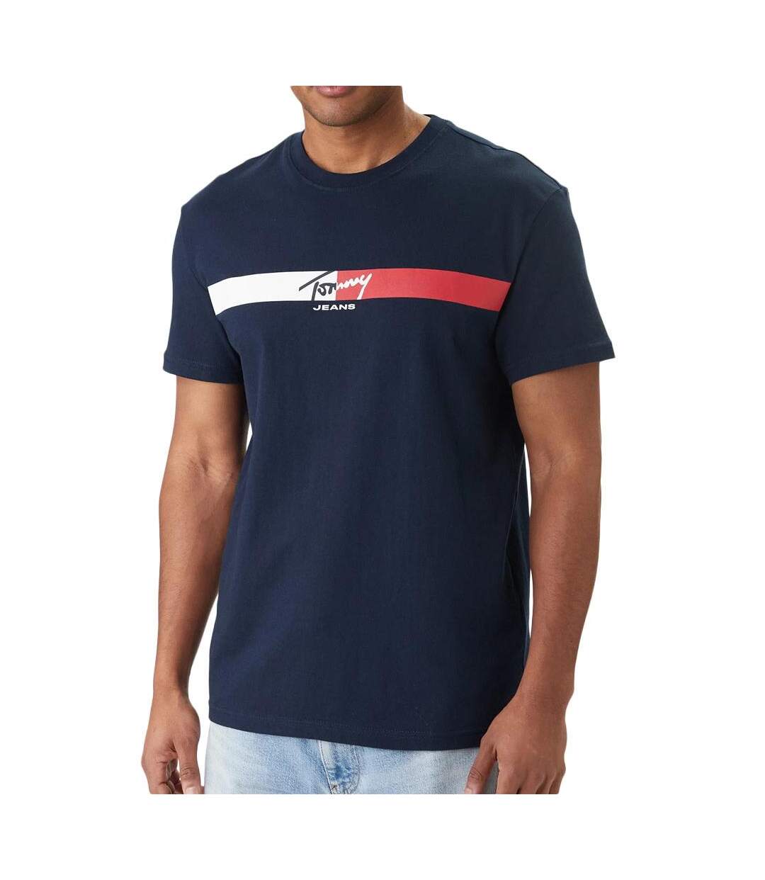 T-Shirt marine homme tommy hilfiger tjm reg signature-1