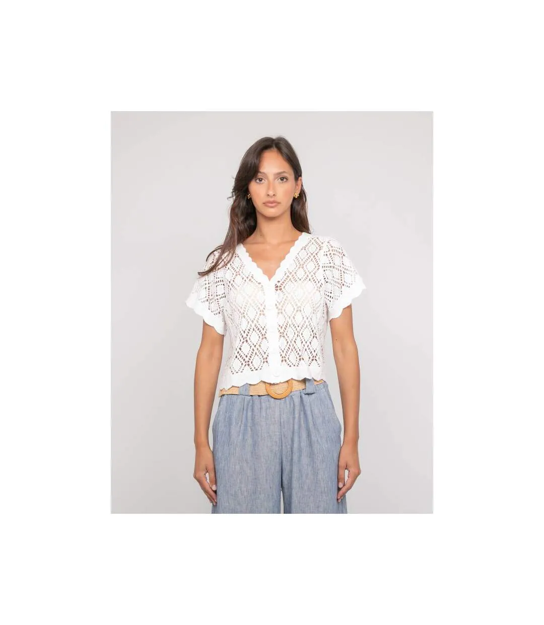 Gilet manches courtes crocket KACHOU - Dona X Lisa-1