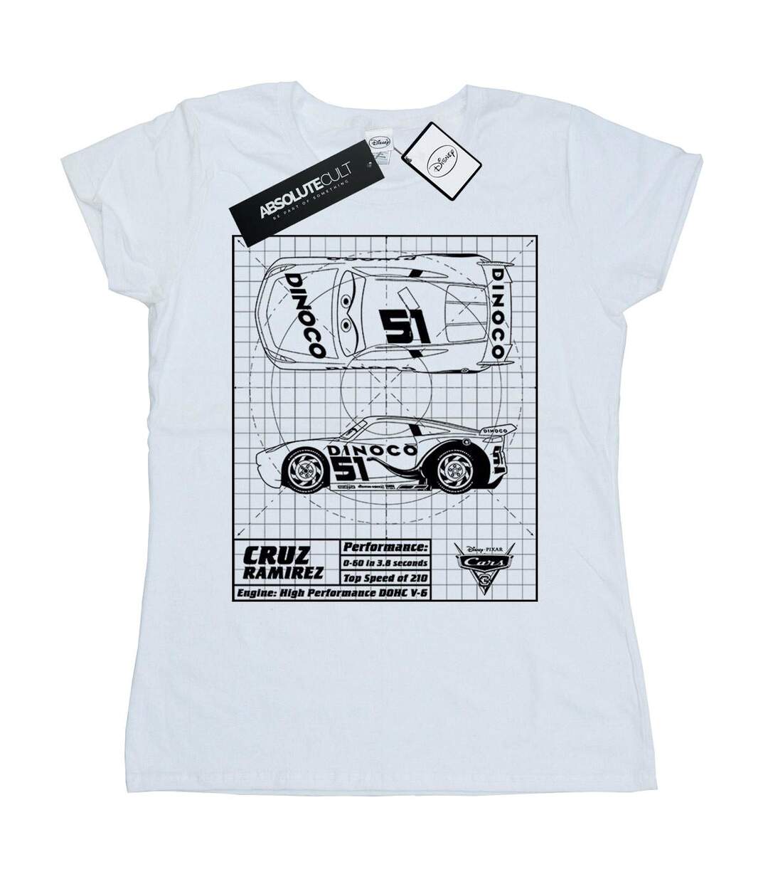 Disney - T-shirt CARS CRUZ RAMIREZ BLUEPRINT - Femme (Blanc) - UTBI13779-1