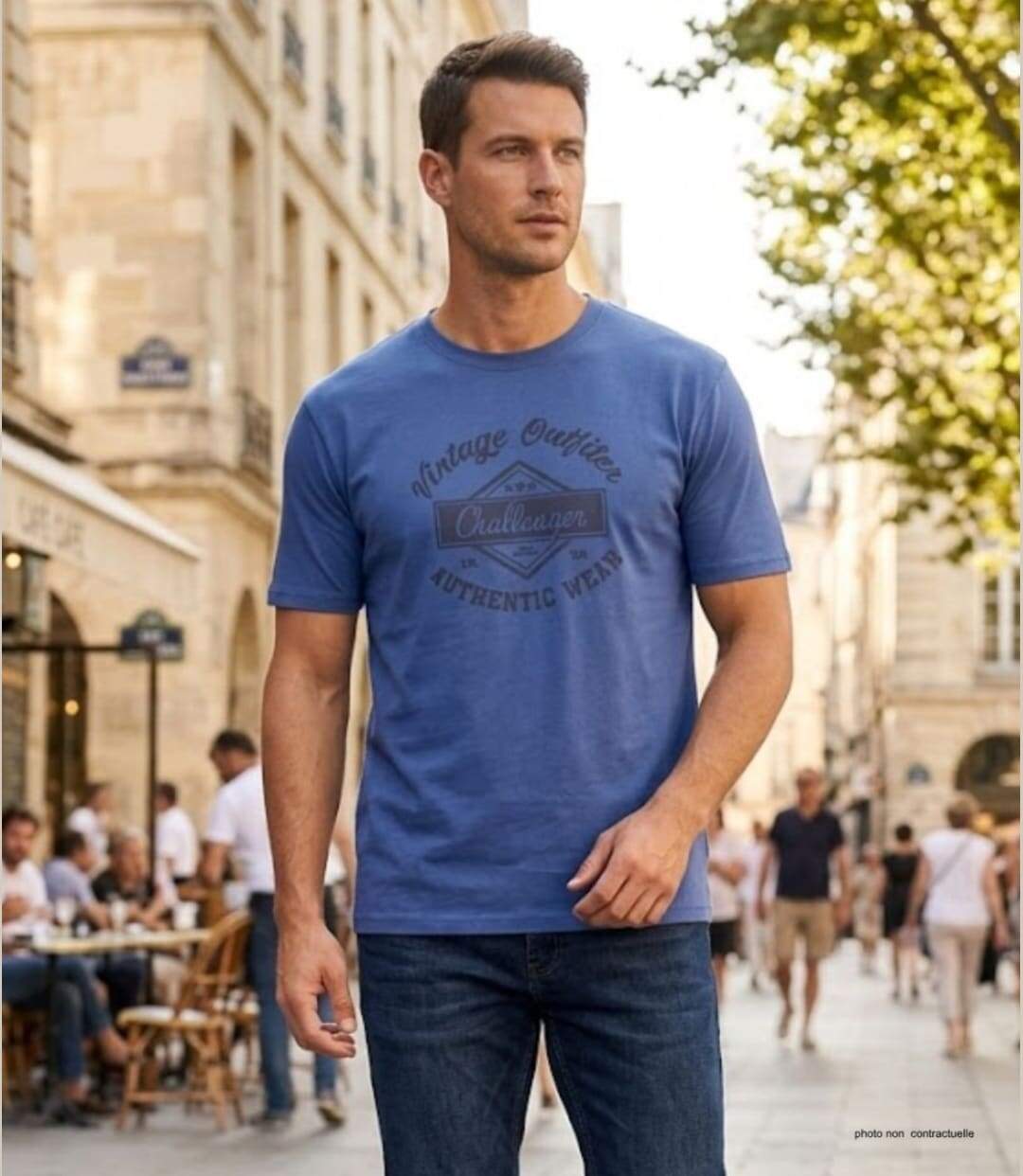 CHALLENGER TEE3003A - Tee-shirt imprimé manches courtes en pur coton jersey respirant-5