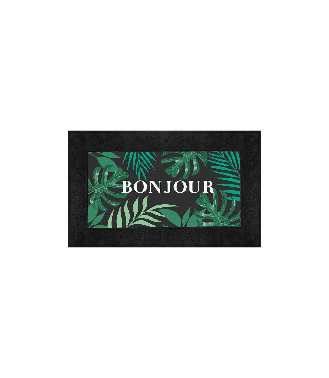 Tapis Relief Imprimé Vesta 45x75cm Noir & Vert-1