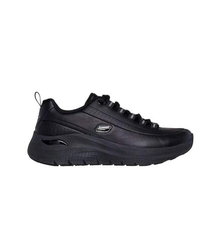 Womens/ladies 2.0 star bound leather arch fit trainers black Skechers