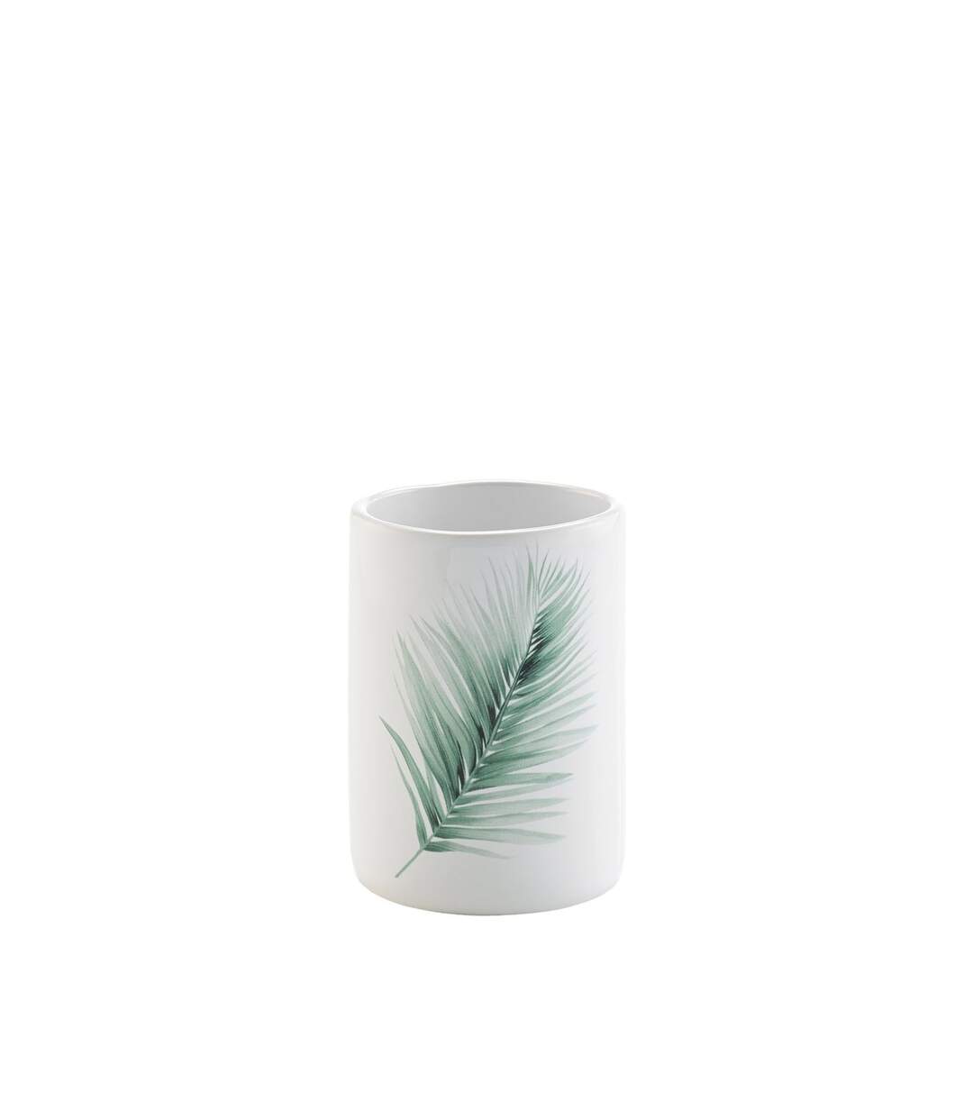 Gobelet de salle de bain Varadero en céramique - Blanc et vert-1