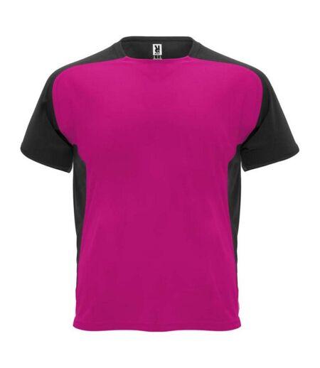 T-shirt bugatti adulte fuchsia / noir uni Roly