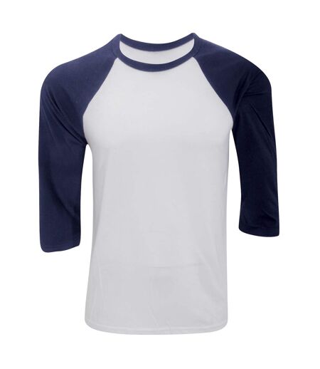 Canvas - T-shirt de baseball à manches 3/4 - Homme (Blanc/denim) - UTBC1332