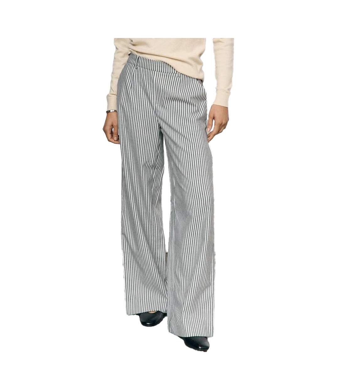 Pantalon large rayures marine/blanc femme object lisa-1