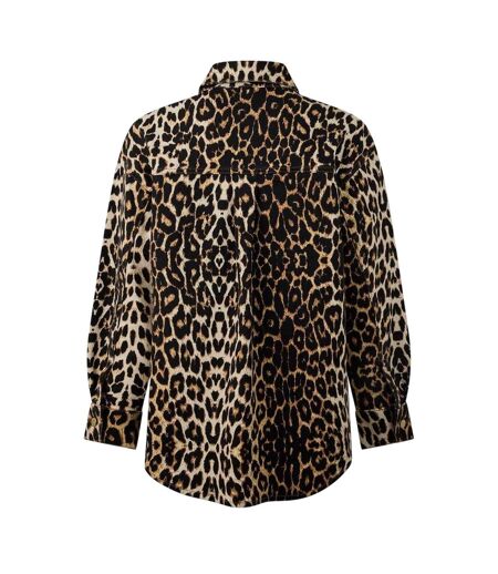 Chemise Manches Longues Motif/style Imprimé Léopard Femme Marron Noir Biba