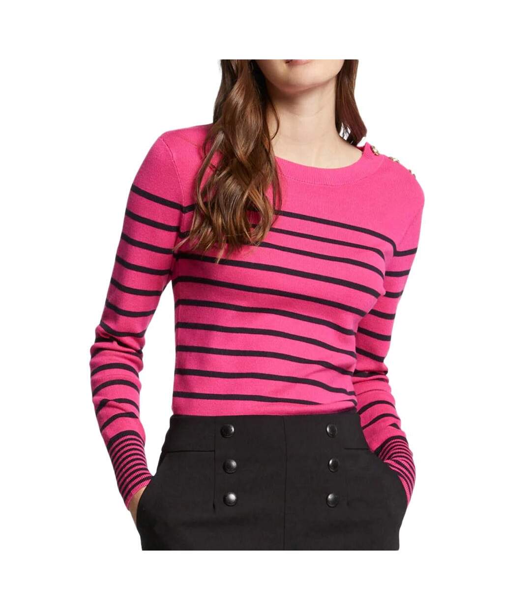 Pull noir/rose femme morgan jauge-1