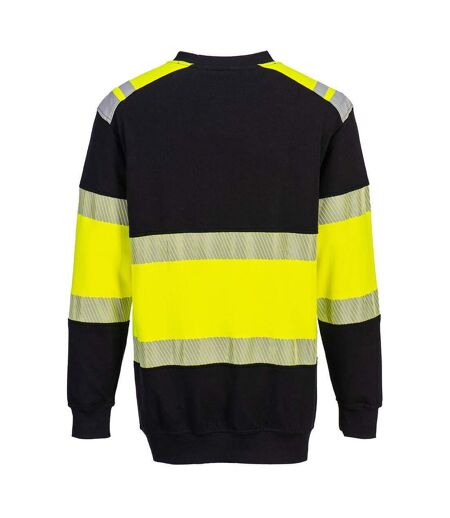 Unisex adult pw3 fr knitted modaflame hi-vis sweatshirt yellow/black Portwest