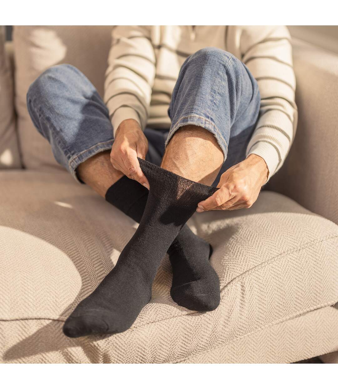 Mens Non-binding Thermal HoneyComb Top Socks-3