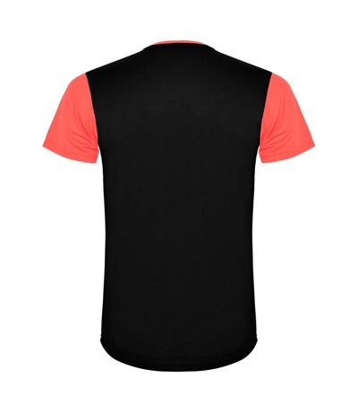 T-shirt detroit adulte corail fluo / noir uni Roly