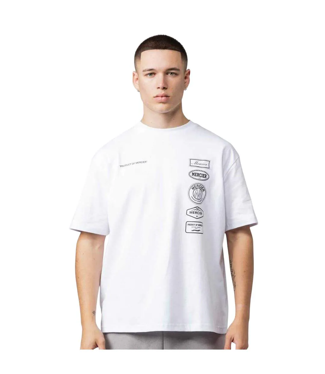 T-shirt Motif/style Badge 2.0 Homme Blanc Mercier-2