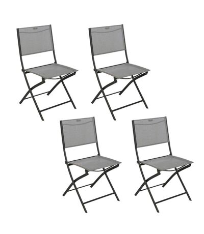 Lot de 4 chaises de jardin pliables Modula - Galet et Graphite