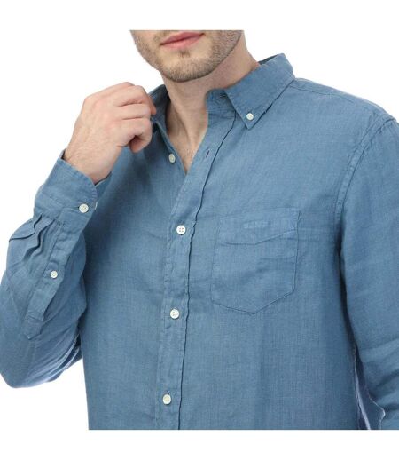 Mens Linen Regular Shirt Blue Gant