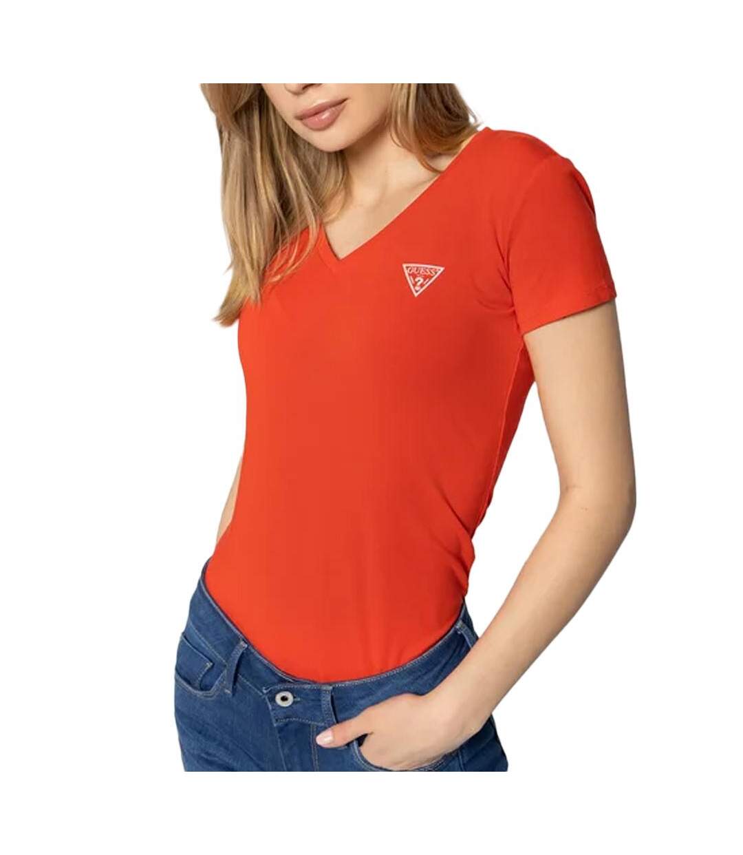 T-shirt Rouge  Femme Guess Mini Triangle - M