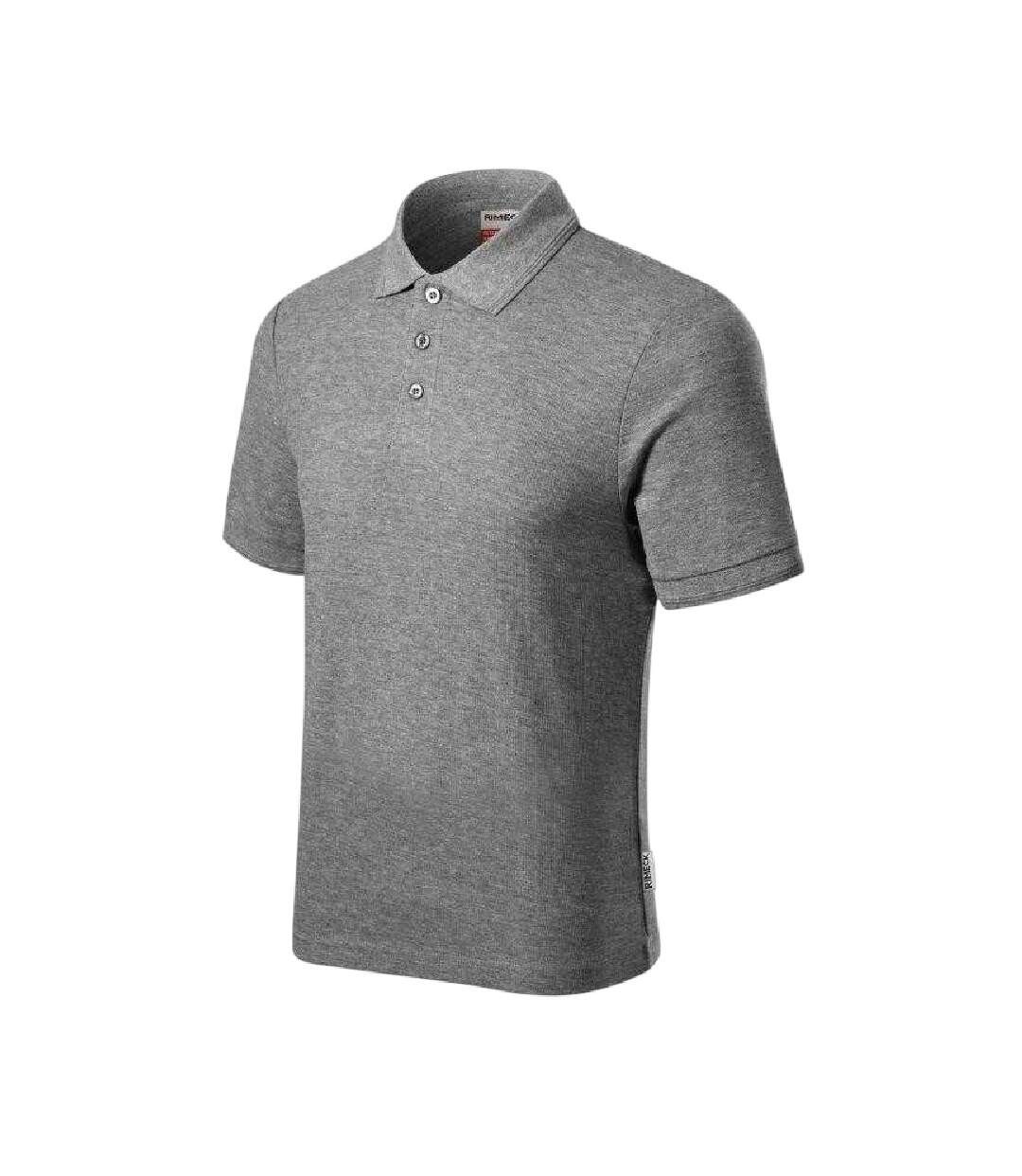 Mens Reserve Pique Work Polo Shirt Dark Grey Melange Melange Rimeck-3