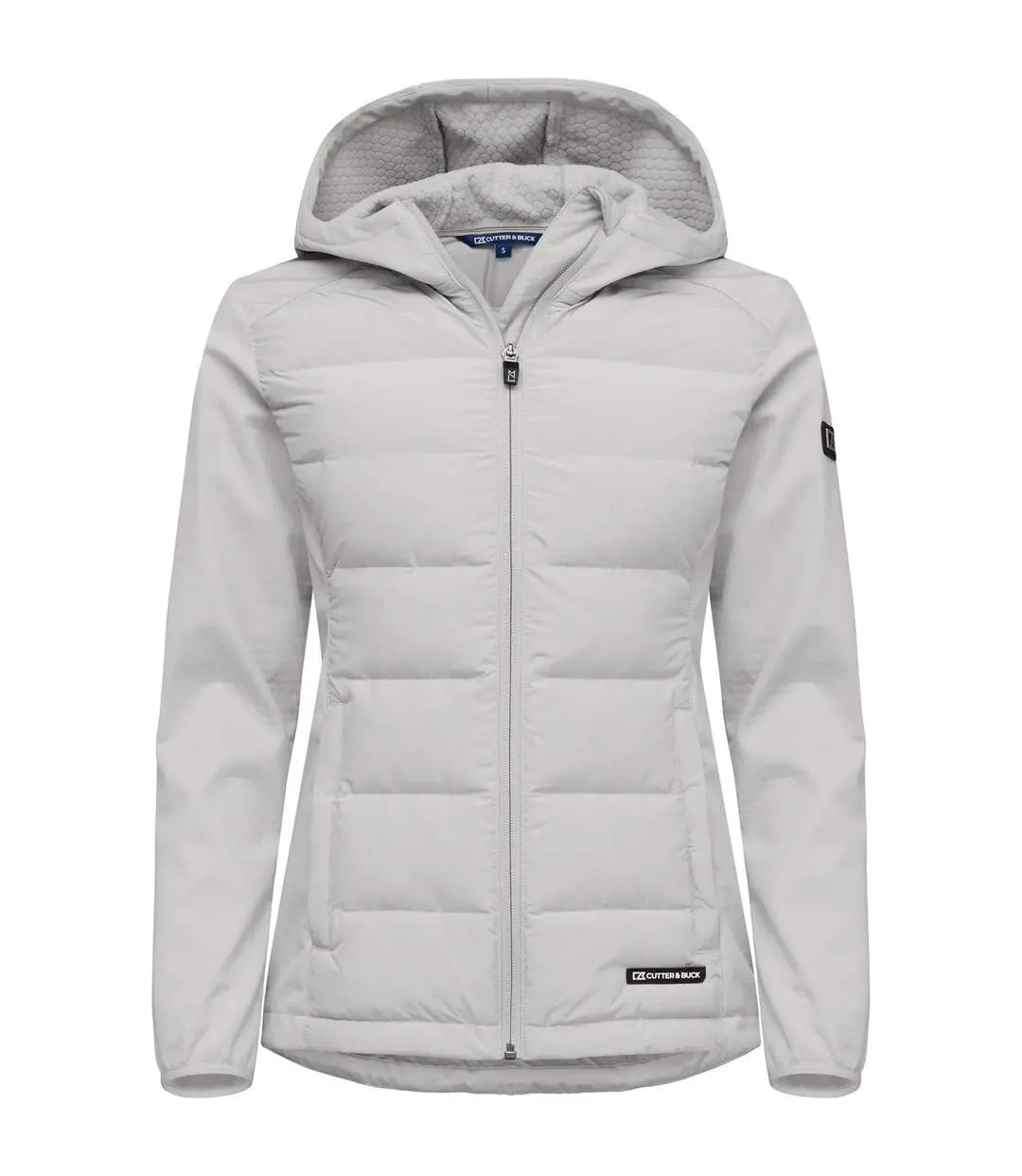 Womens/ladies Oak Harbor Hooded Jacket Silver Cutter & Buck-1