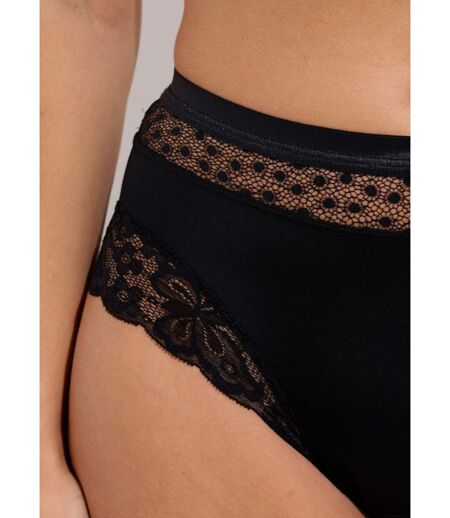Culotte taille haute maille satinée et dentelle