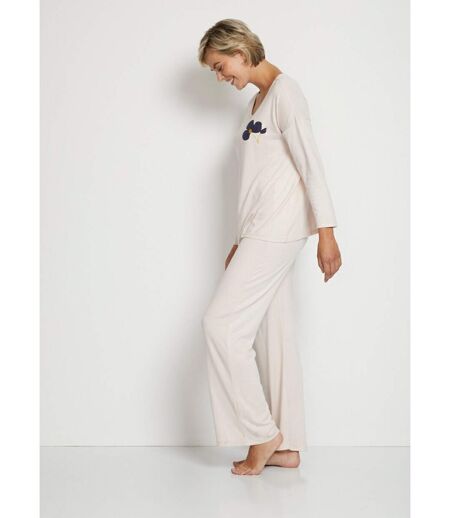 Pyjama uni manches longues maille douce