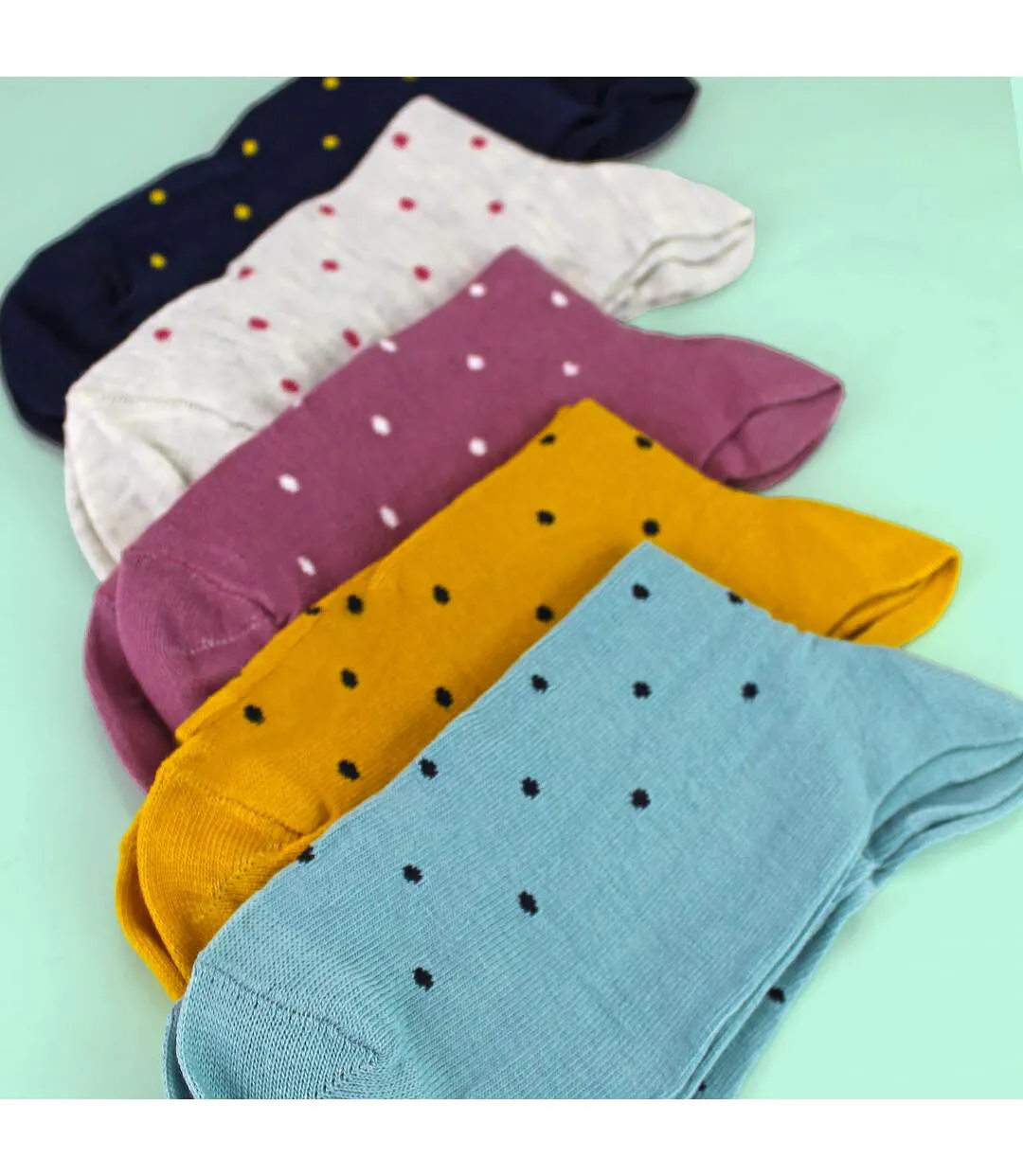 5 Pairs Ladies Multi Spot Socks - Soft Cotton Rich Polka Dot Everyday Socks-5