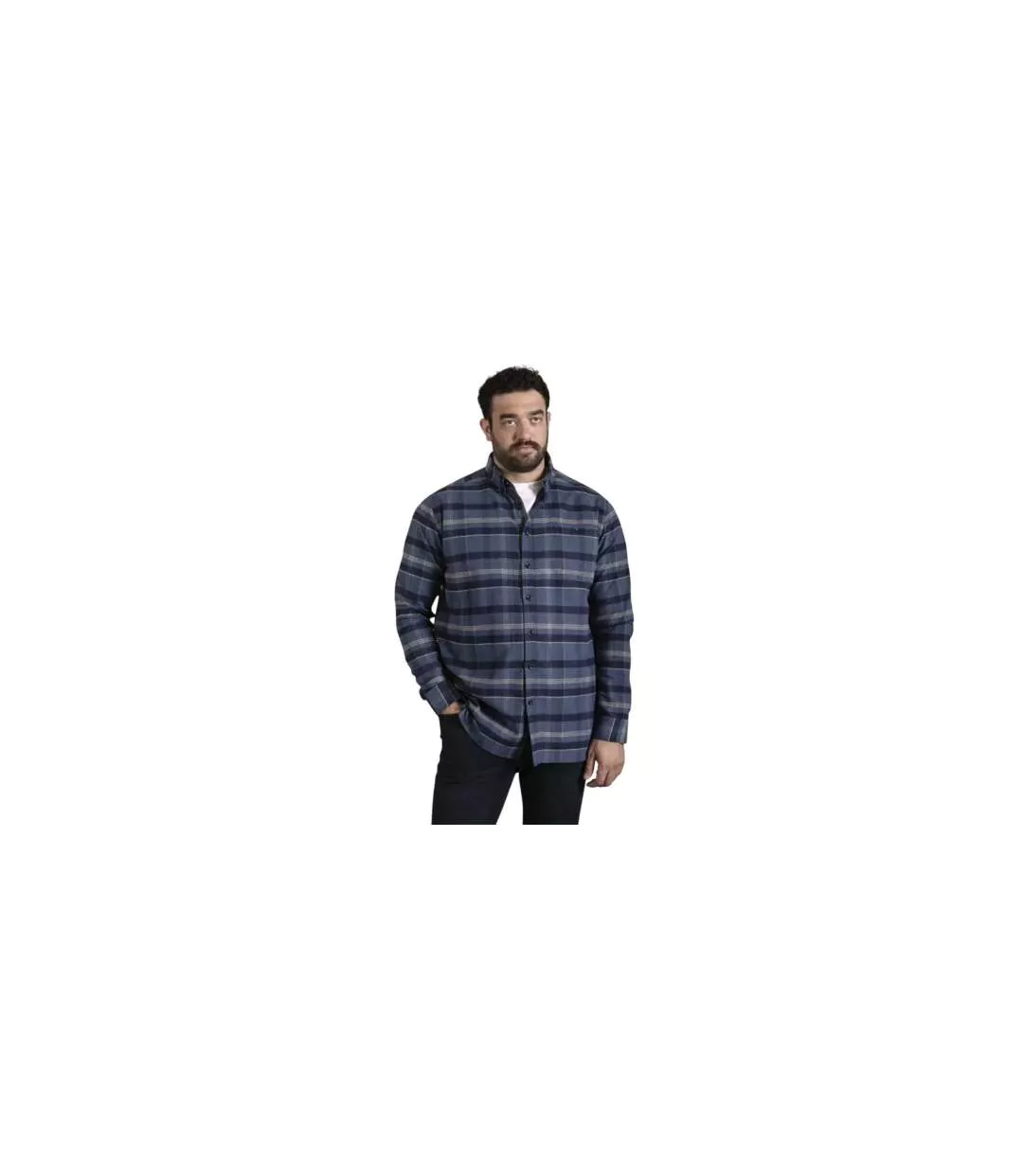 Chemise Motif/style À Carreaux D555 Shrewsbury Homme Bleu Marine Duke-1