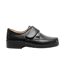 Chaussures De Ville En Cuir Extra Larges Avec Sangle À Scratch Homme Noir Roamers-1