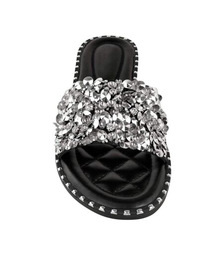 Womens/ladies Bella Flat Slides Black Where´s That From
