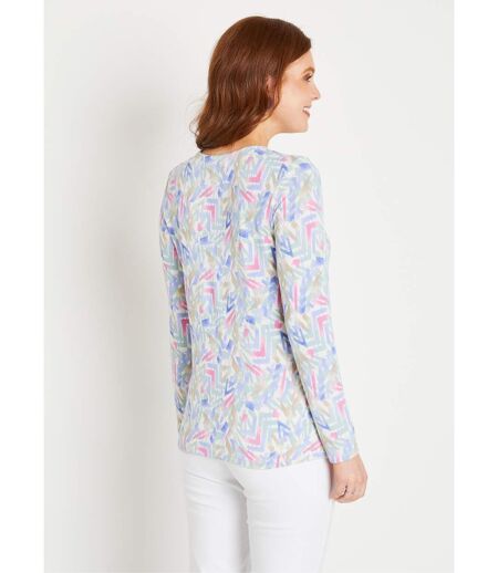 T-shirt court manches longues col V graphique