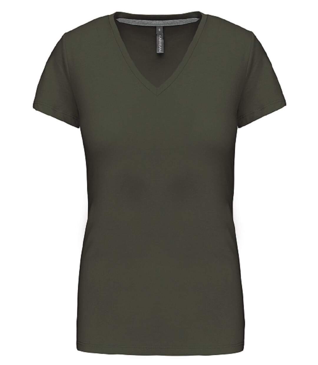 T-shirt manches courtes col V - K381 - vert khaki - femme-1