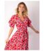 Robe longue SAKURA bohème imprimé fleuri rouge Coton Du Monde