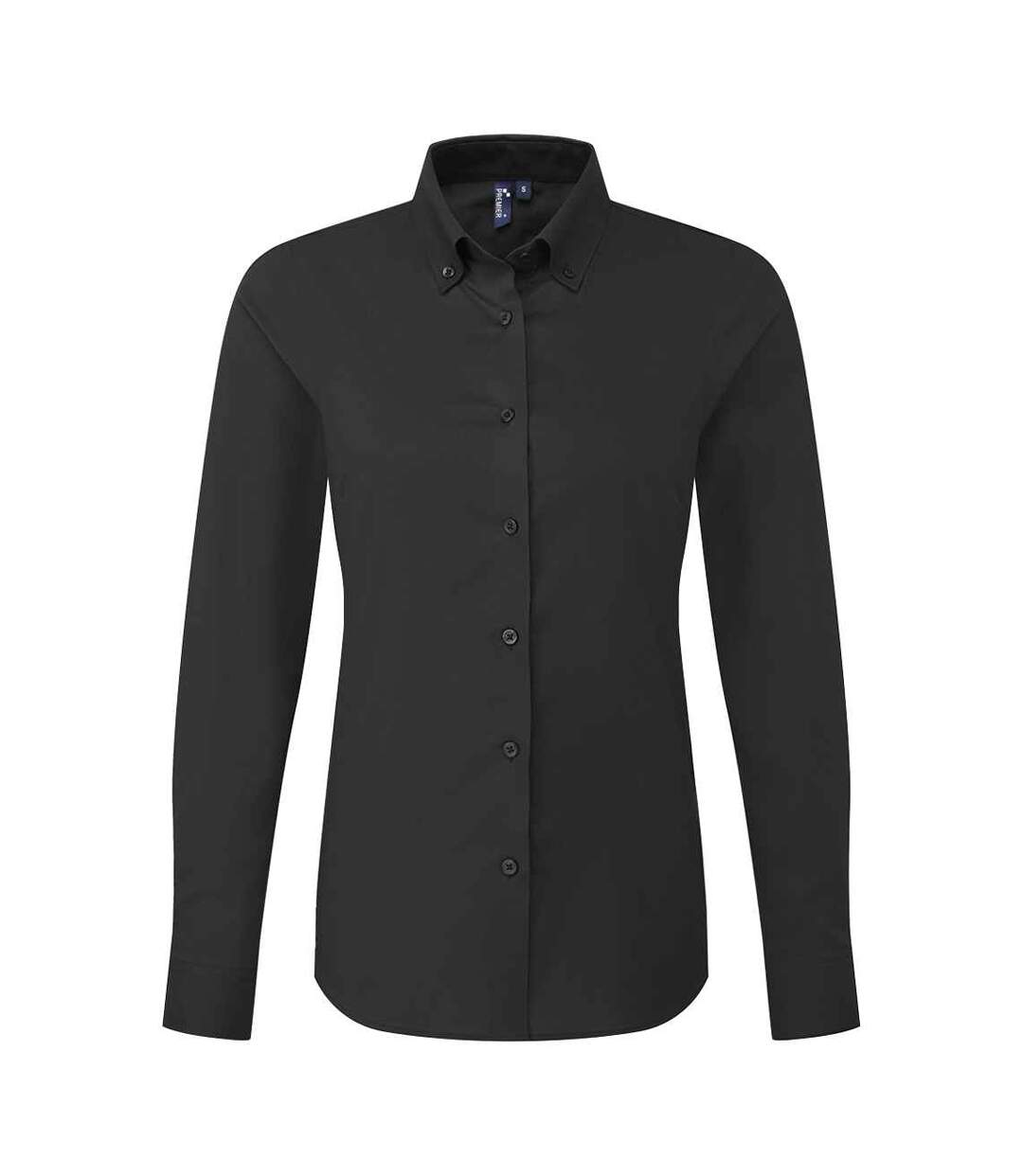 Womens/ladies supreme oxford long-sleeved formal shirt black Premier-1