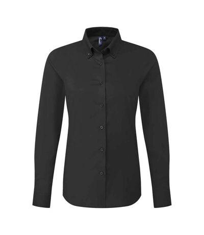 Womens/ladies supreme oxford long-sleeved formal shirt black Premier