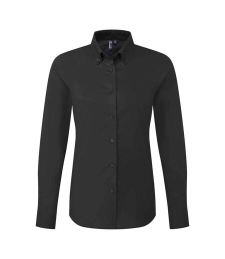 Womens/ladies supreme oxford long-sleeved formal shirt black Premier