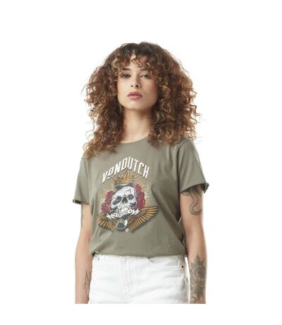 T-shirt femme col rond avec print en coton Roses Vondutch