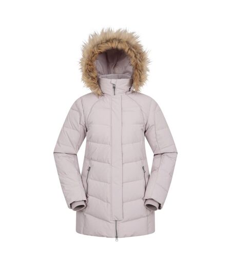 Womens/ladies isla ii long down jacket light beige Mountain Warehouse