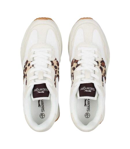 Baskets Slaz Lyon Classic Femme Blanc Beige Noir Slazenger