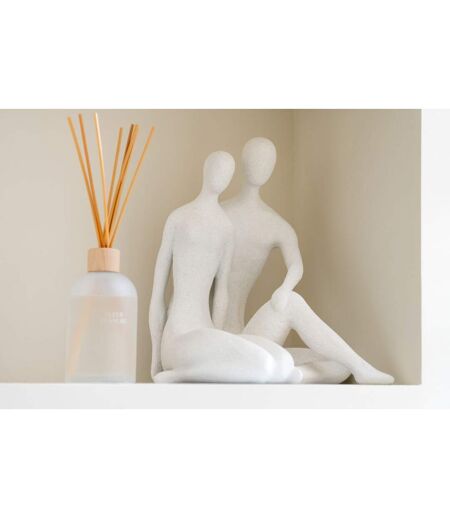 Statuette Couple Assis Moderne 35cm Blanc