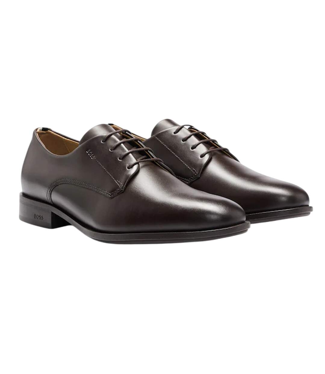 Mens Colby Leather Derby Shoes Dark Brown Boss-3