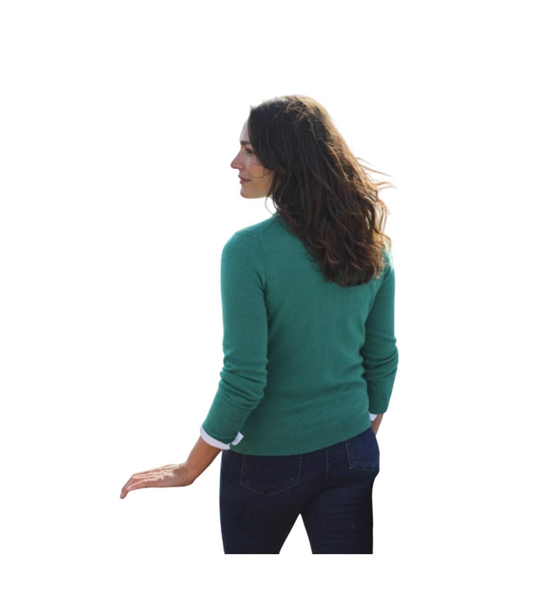 Womens/ladies Cashmere V Neck Classic Cardigan Bright Emerald WoolOvers-2