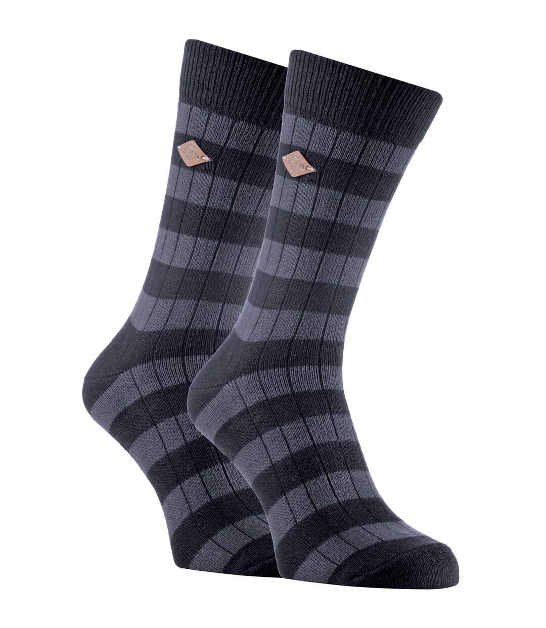 3 Pk Mens Cotton Striped Ribbed Boot Socks-1