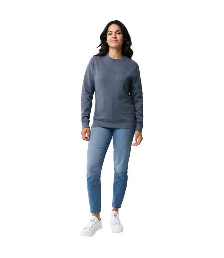Unisex adult denali recycled cotton undyed sweatshirt heather navy Iqoniq