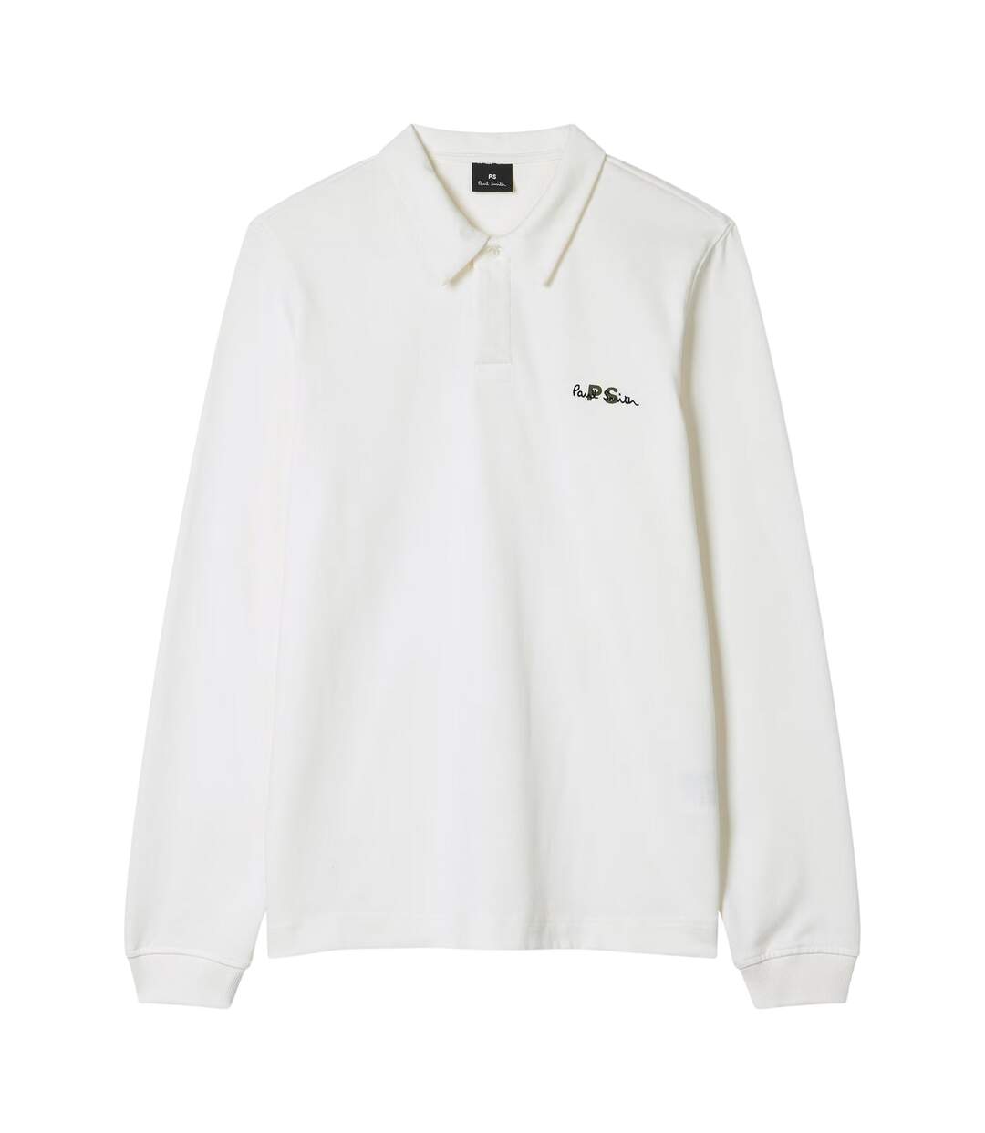 Mens Embroidered Logo Cotton Long-sleeved Polo Shirt White Paul Smith-2