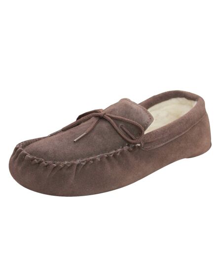 Eastern Counties Leather Unisex Wool-blend Soft Sole Moccasins (Chocolate) - UTEL182