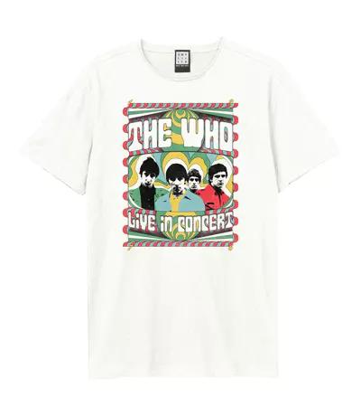 T-shirt Style The Who Paisley Live In Concert Adulte Vieux Blanc Amplified