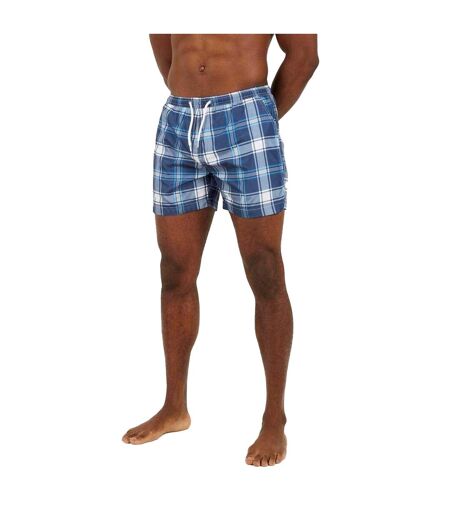 Mens Checked Swim Shorts Blue White Brave Soul