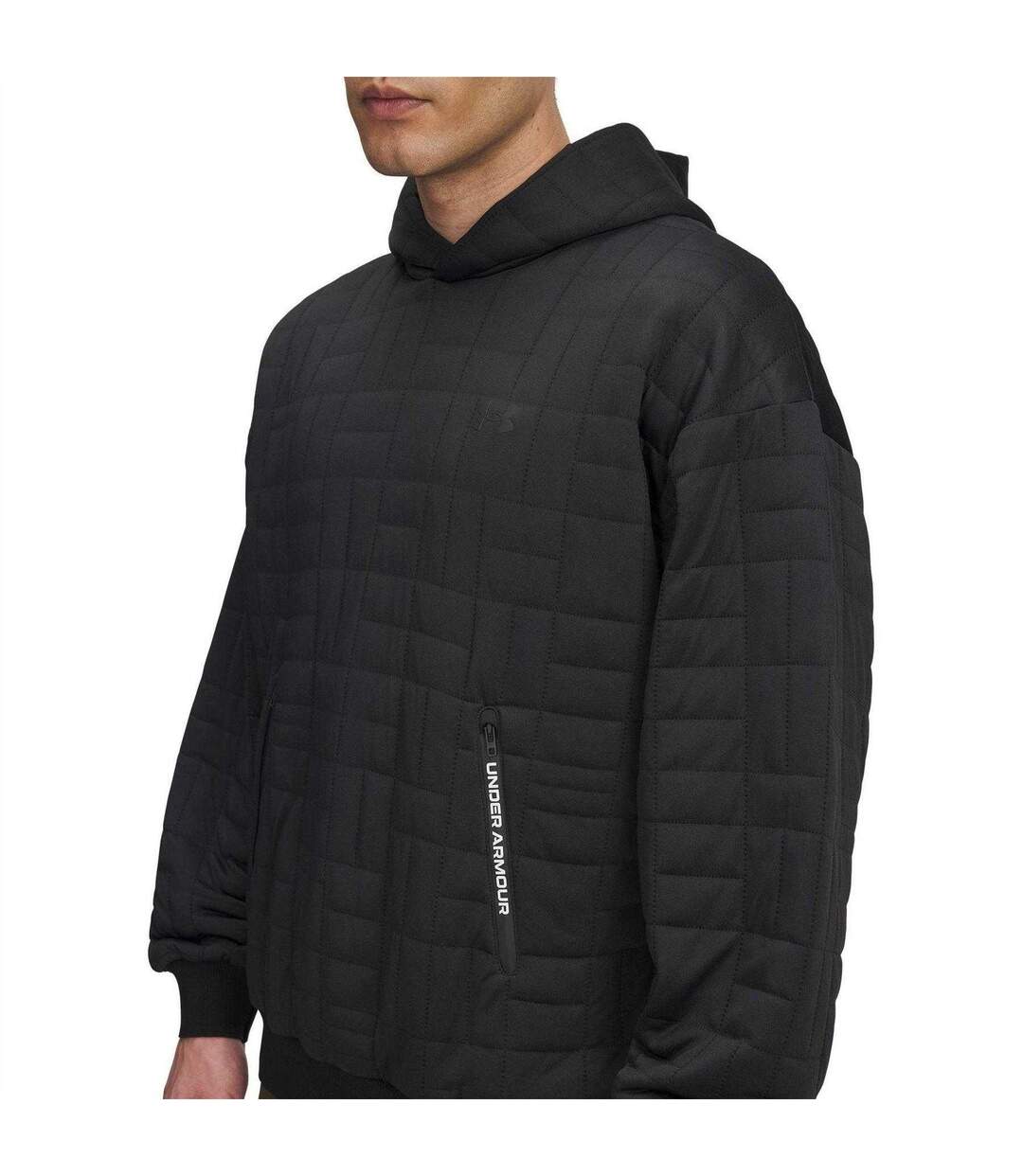 Mens Unstoppable Quilted Pullover Hoodie Black Under Armour-3