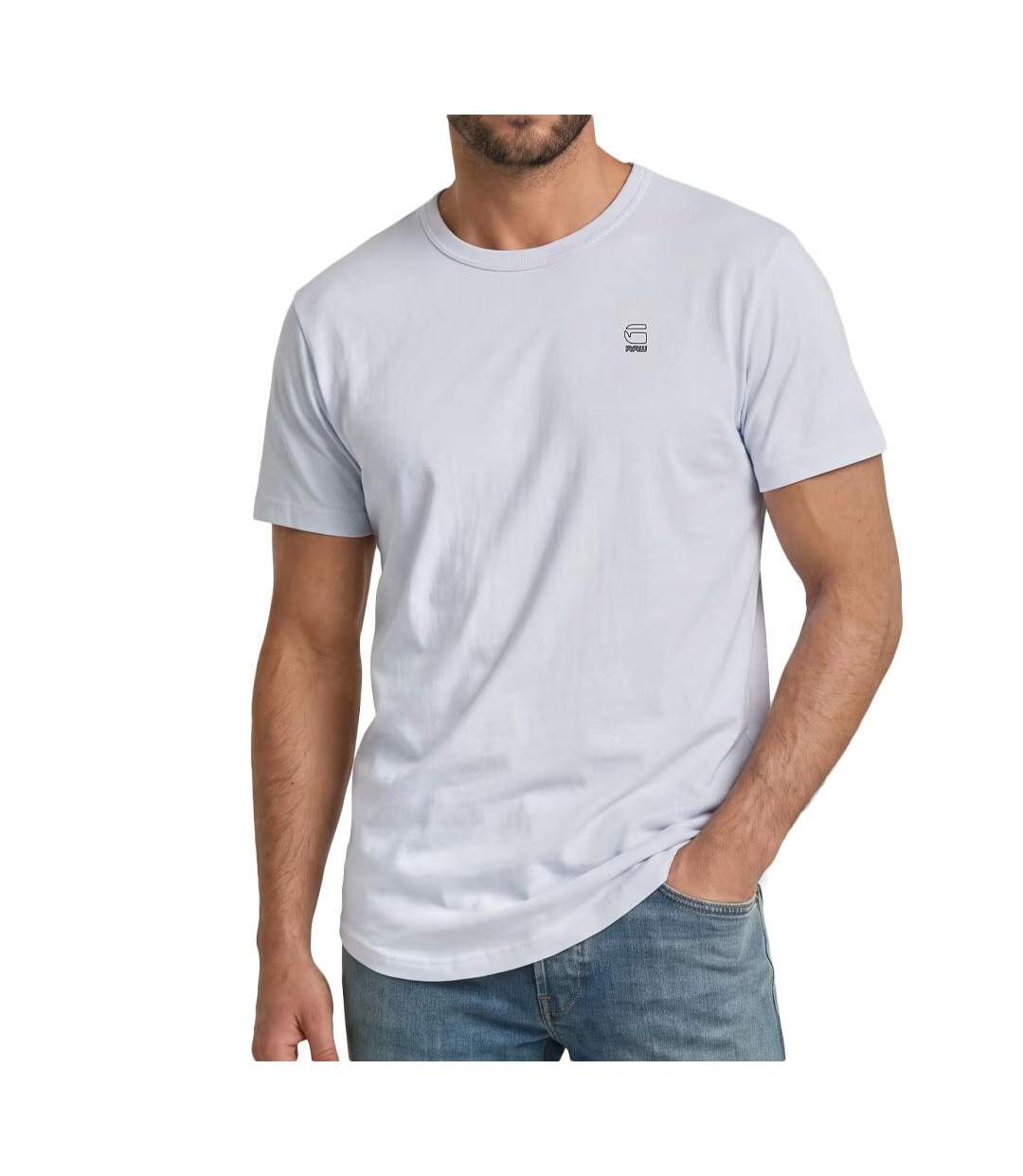 T-Shirt blanc homme g-star raw logo-1