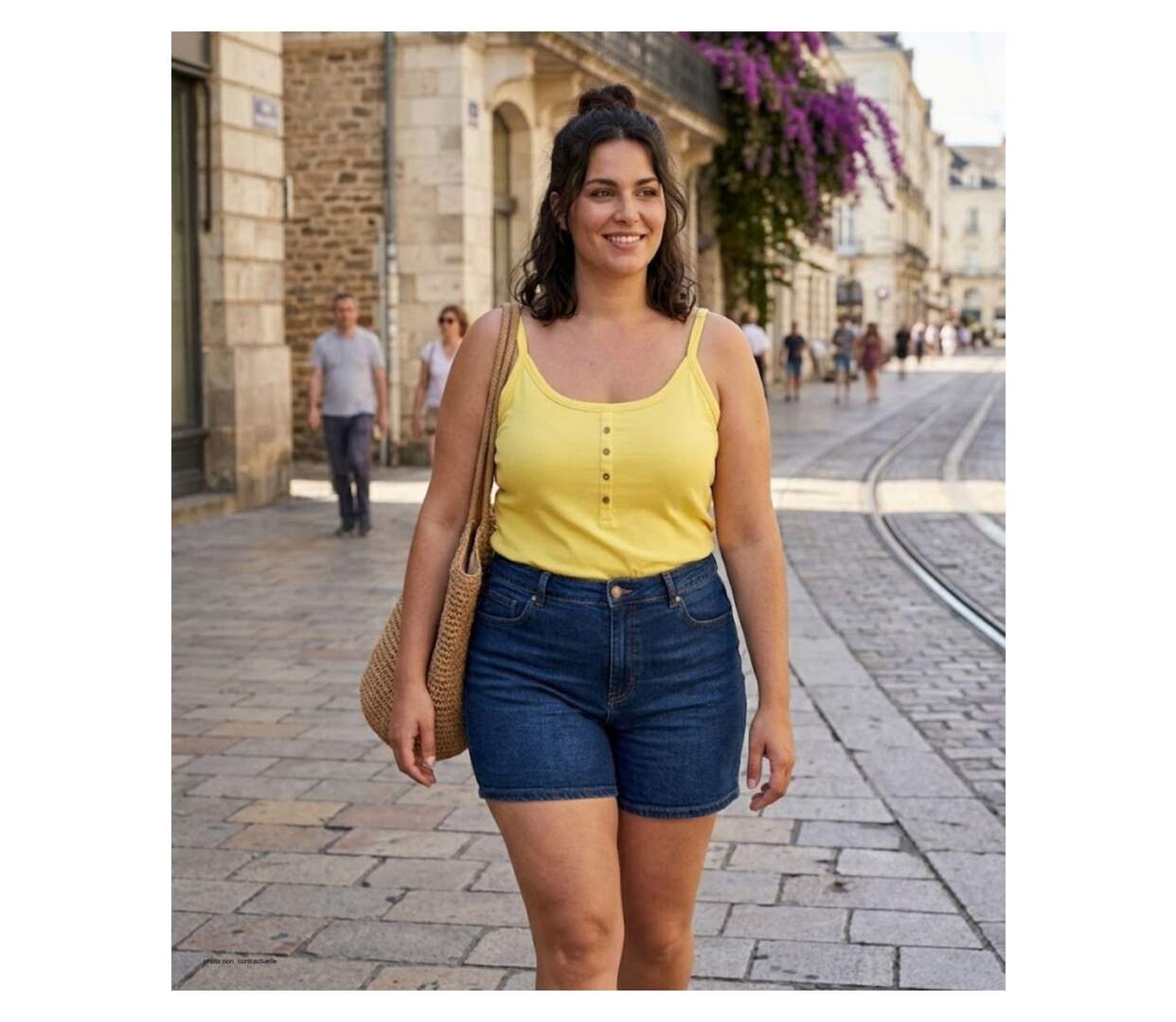 Top à fines bretelles AXONE EPICE3J jaune : le confort grande taille en pur coton pour sublimer vos formes-5